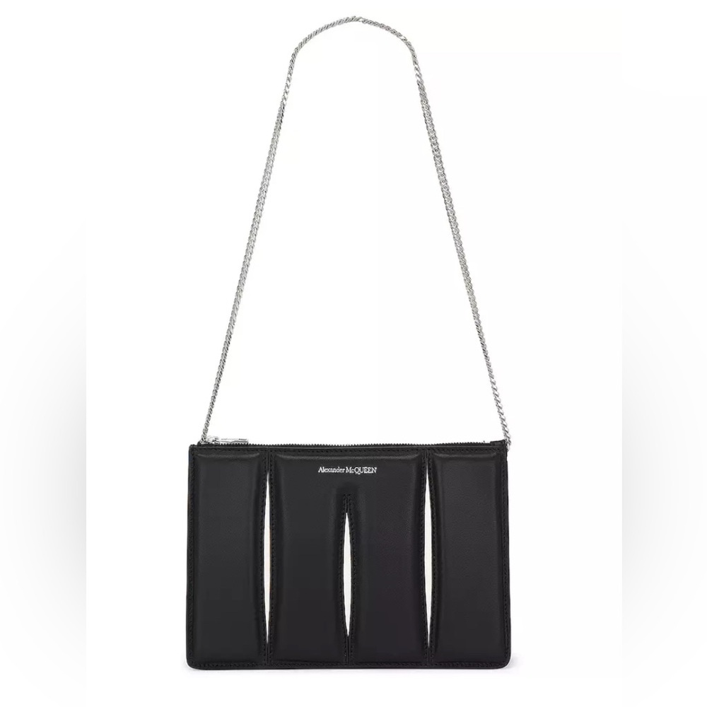 Alexander McQueen The Slash Zip Leather Pouch Shoulder Bag